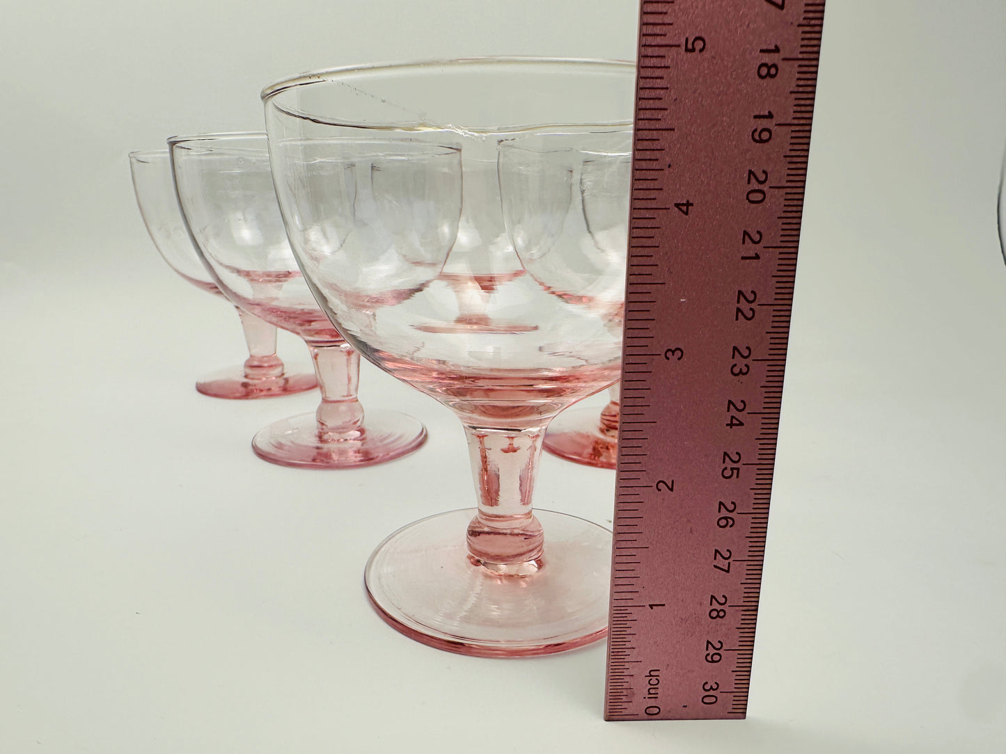 Pink Coupe or Dessert Glasses Set of Eight