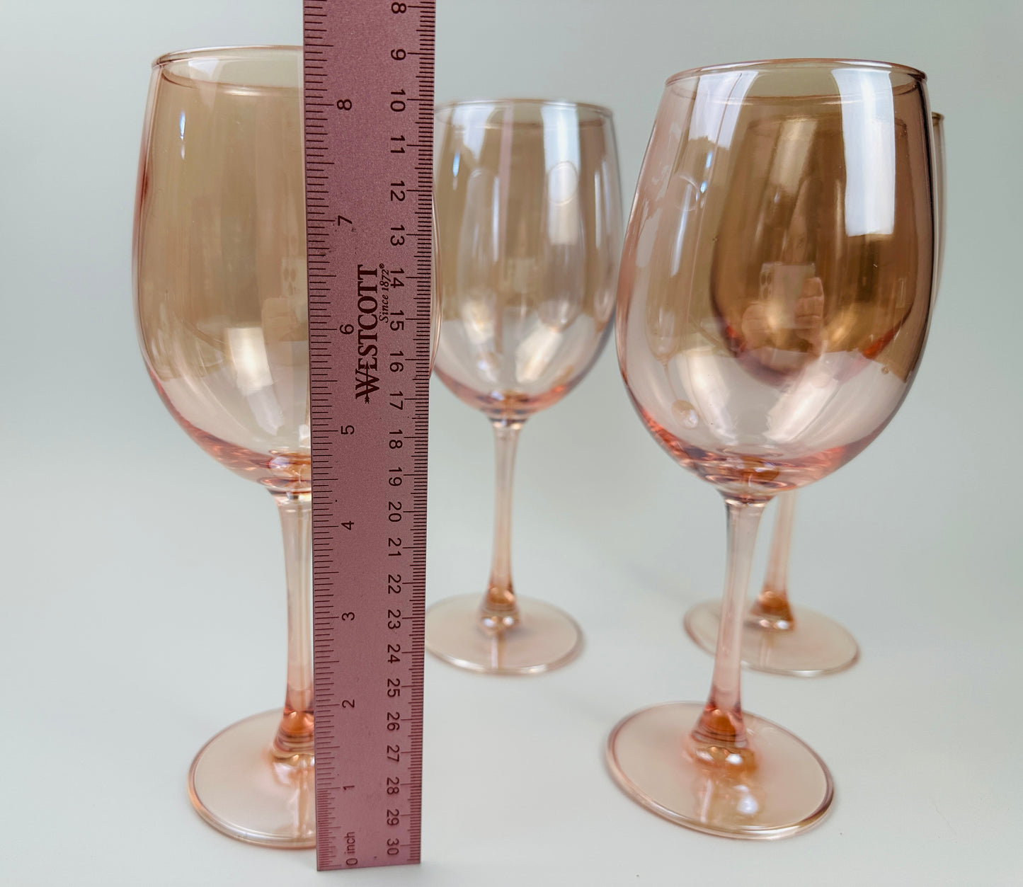 Pink Iridescent Wine Glasses Set of Four