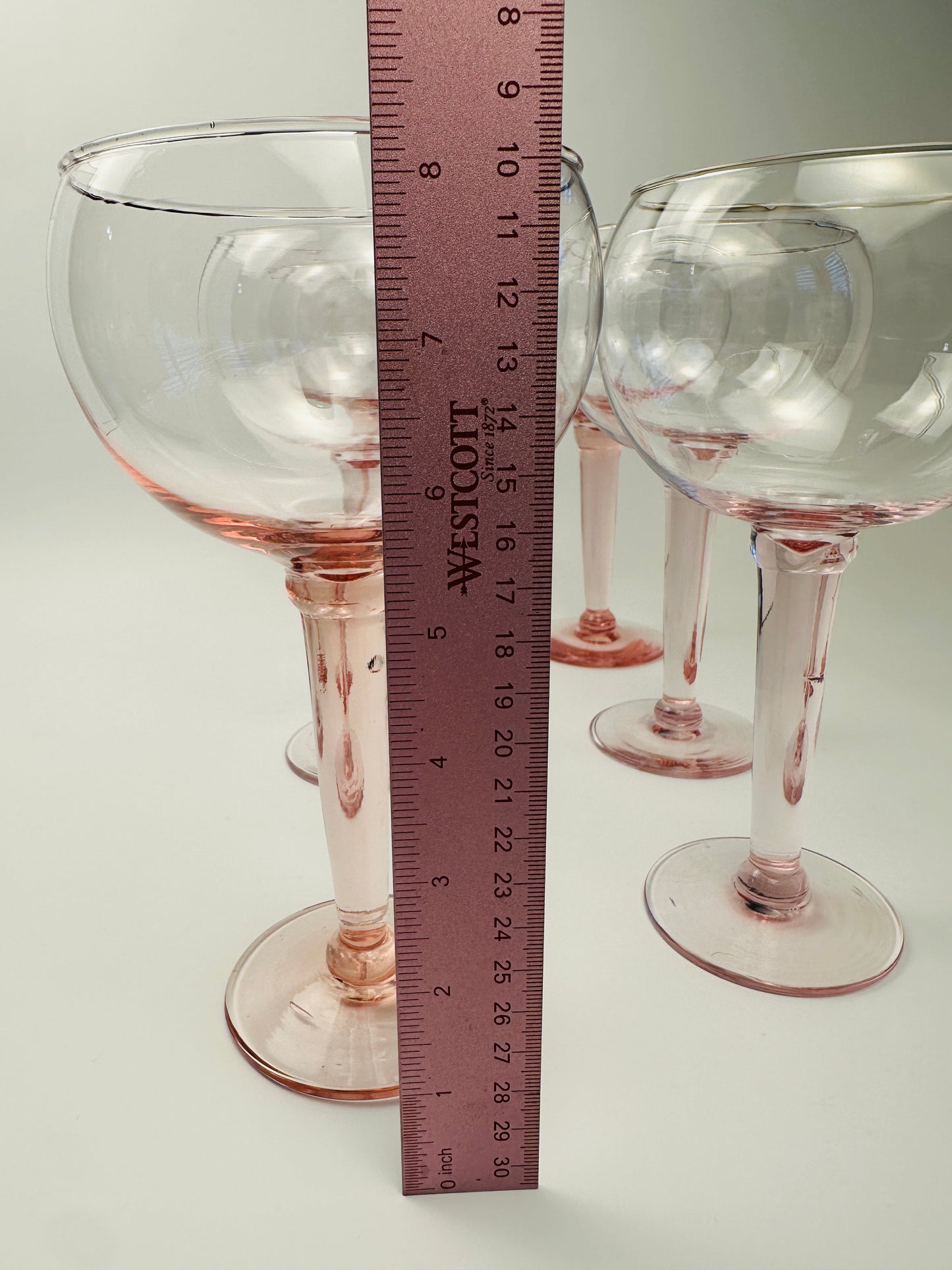 Pink Large Bowl Wine Glasses Set of Six