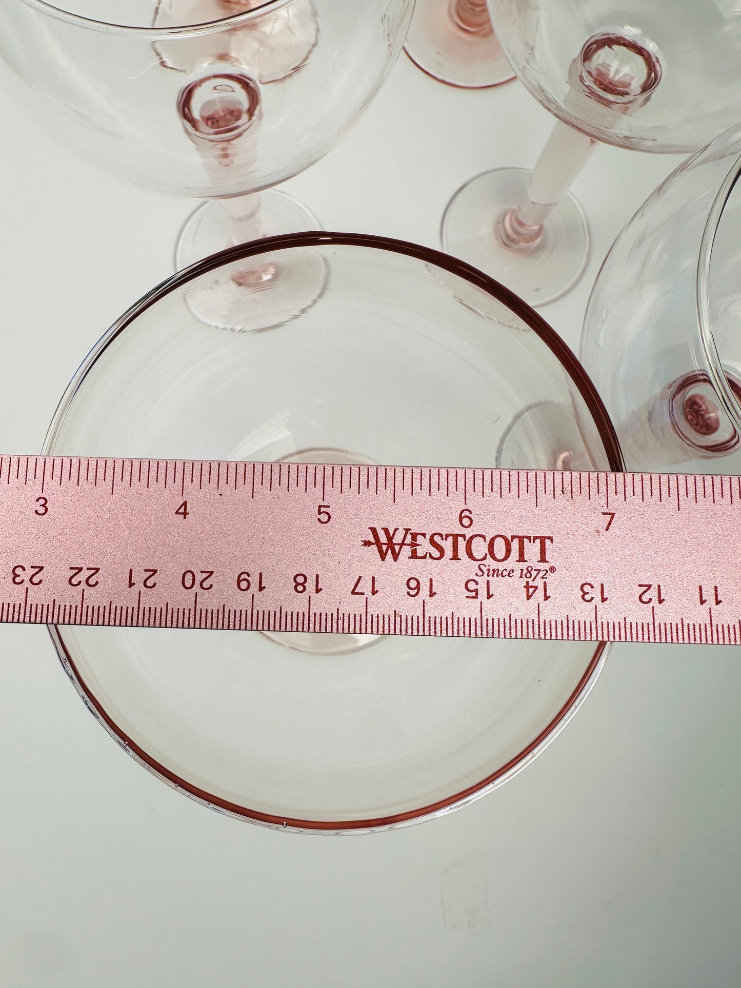 Pink Large Bowl Wine Glasses Set of Six