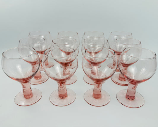 Pink Short Wine or Water Glass Set of Twelve