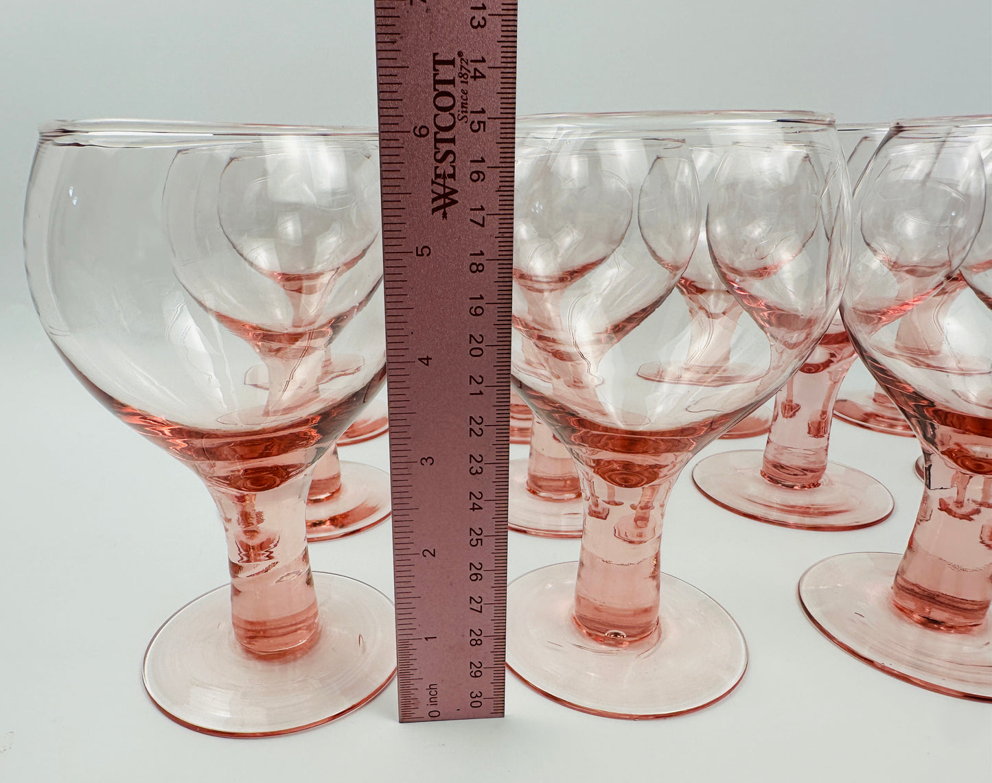 Pink Short Wine or Water Glass Set of Twelve