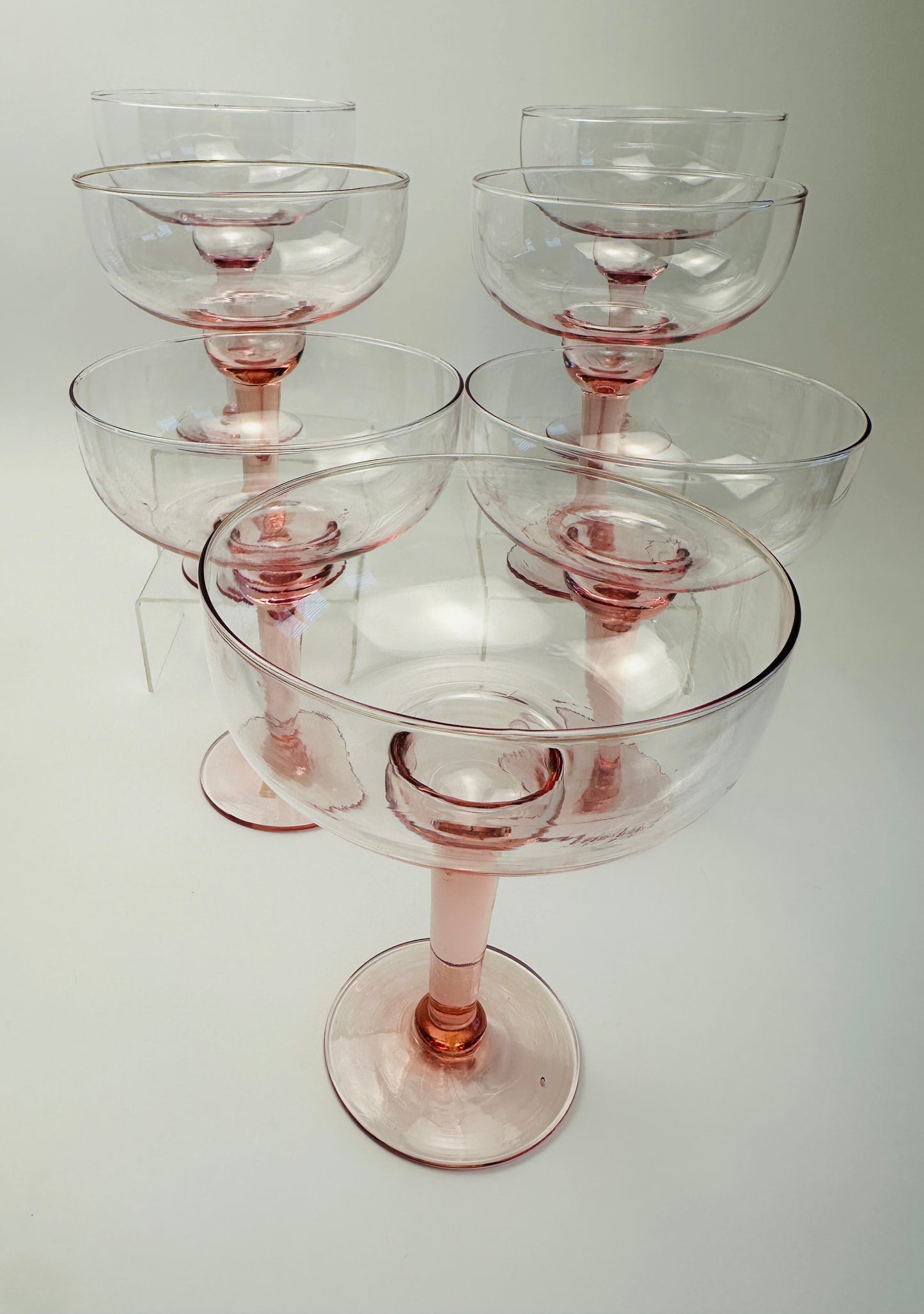 Pink Stem Margarita Glasses Set of Seven