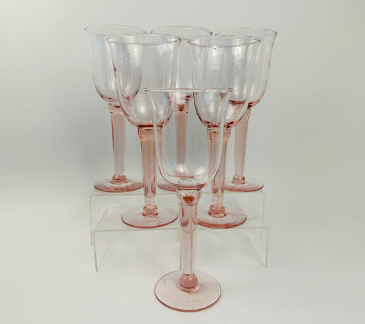 Pink Stem Tulip Wine Glass Set of Six