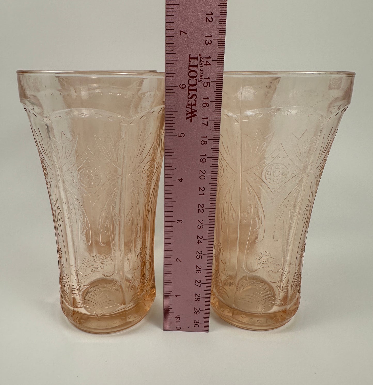 Pink Vintage Pressed Tea or Water Glasses Set of Four