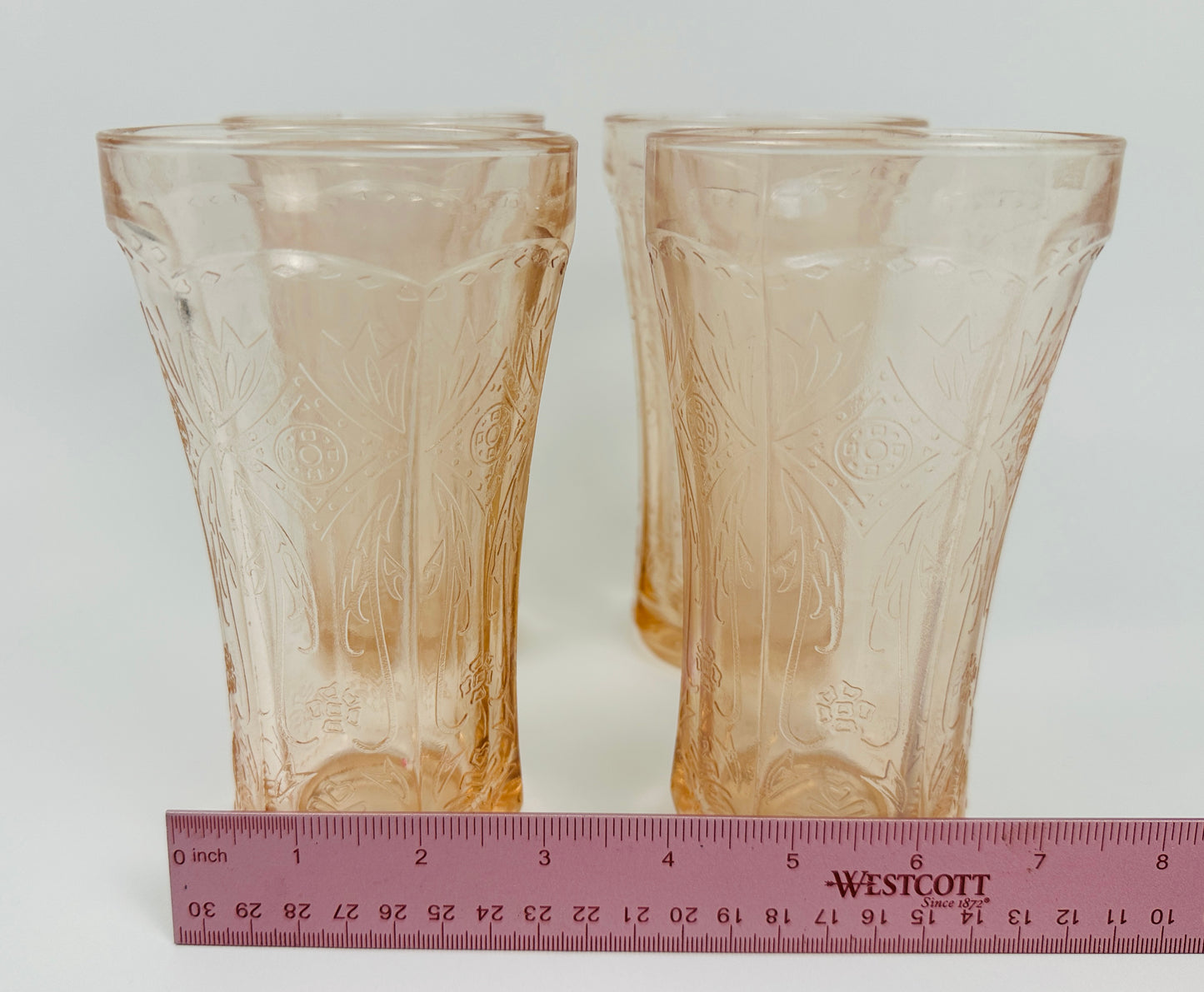 Pink Vintage Pressed Tea or Water Glasses Set of Four
