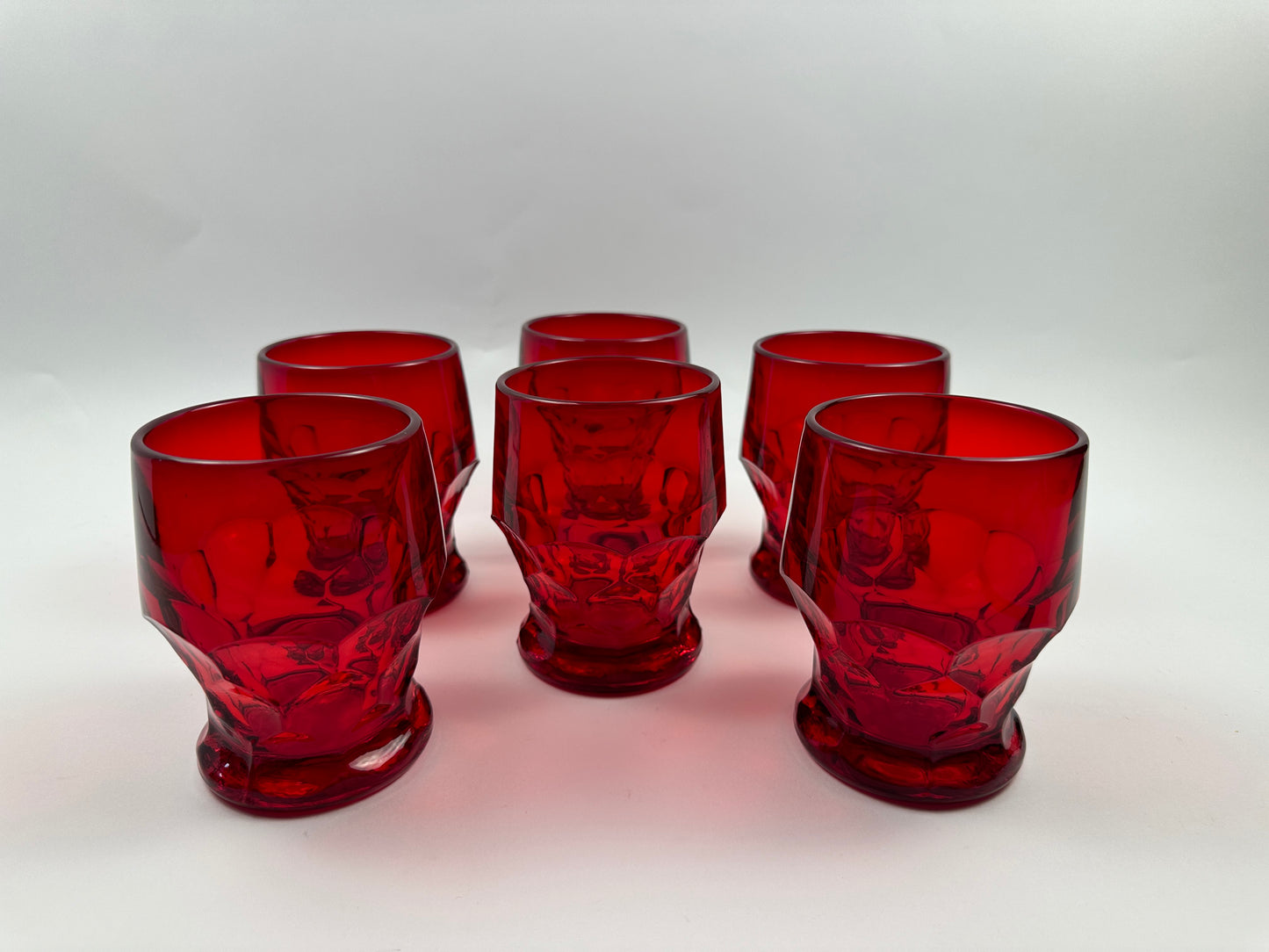 Red Thumbprint Short Glasses Set of Six