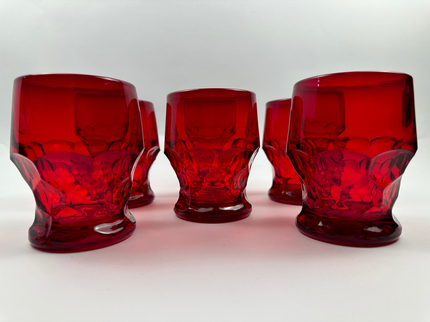 Red Thumbprint Short Glasses Set of Six