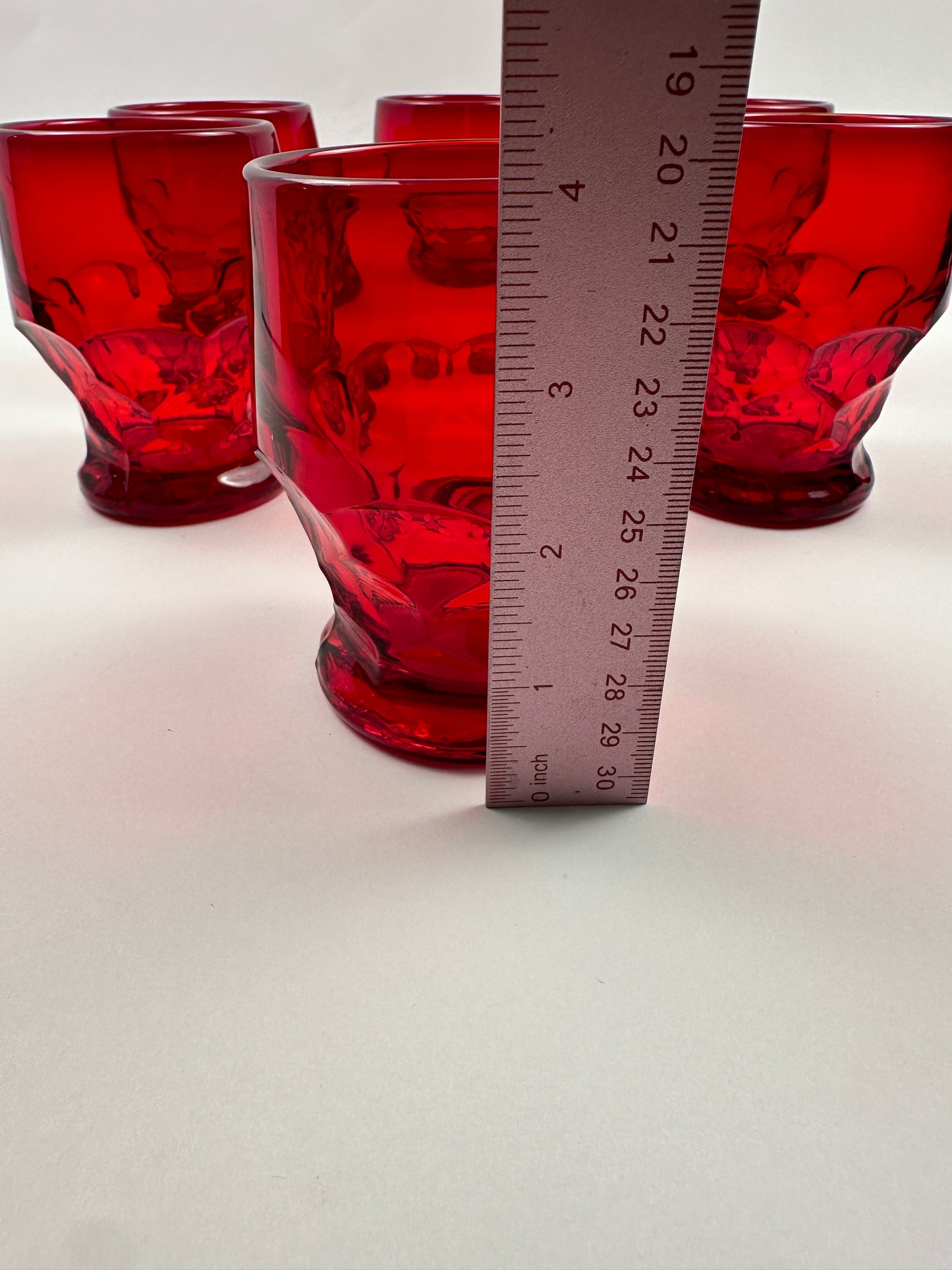 Red Thumbprint Short Glasses Set of Six