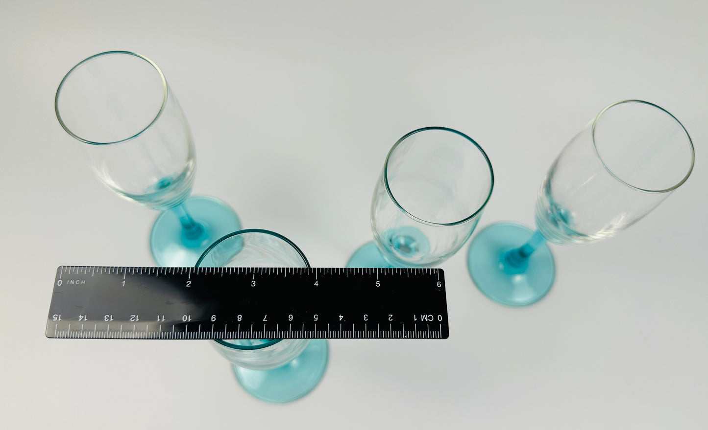 Teal Stem Champagne Glasses Set of Four