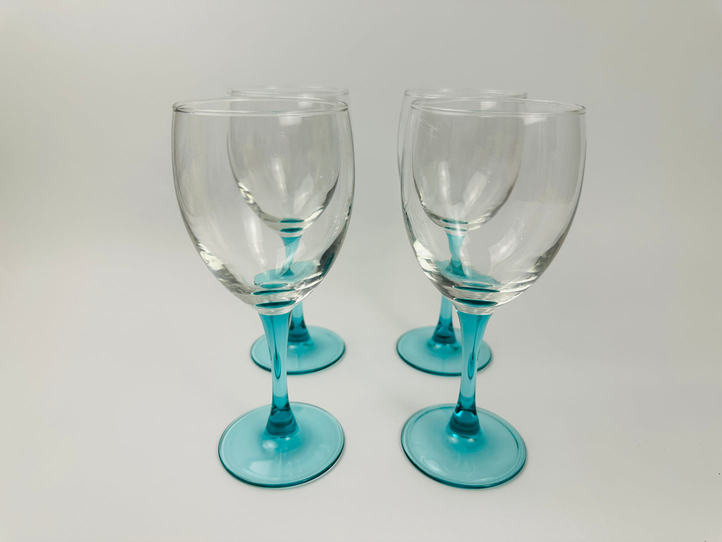 Teal Stem Wine Glasses Set of Four