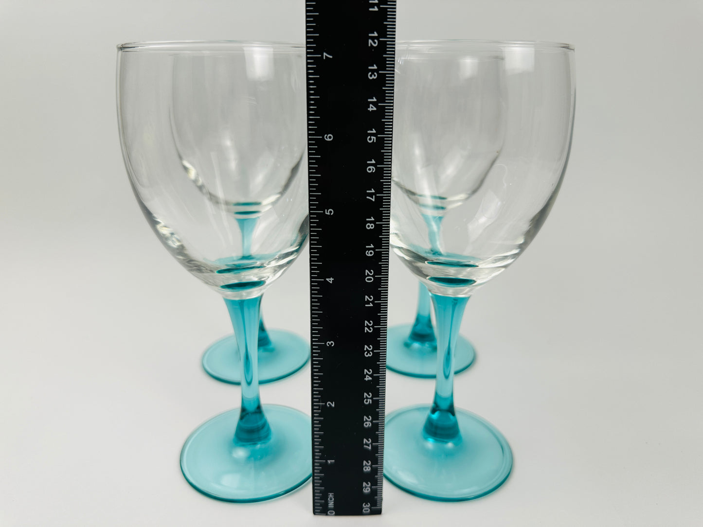 Teal Stem Wine Glasses Set of Four