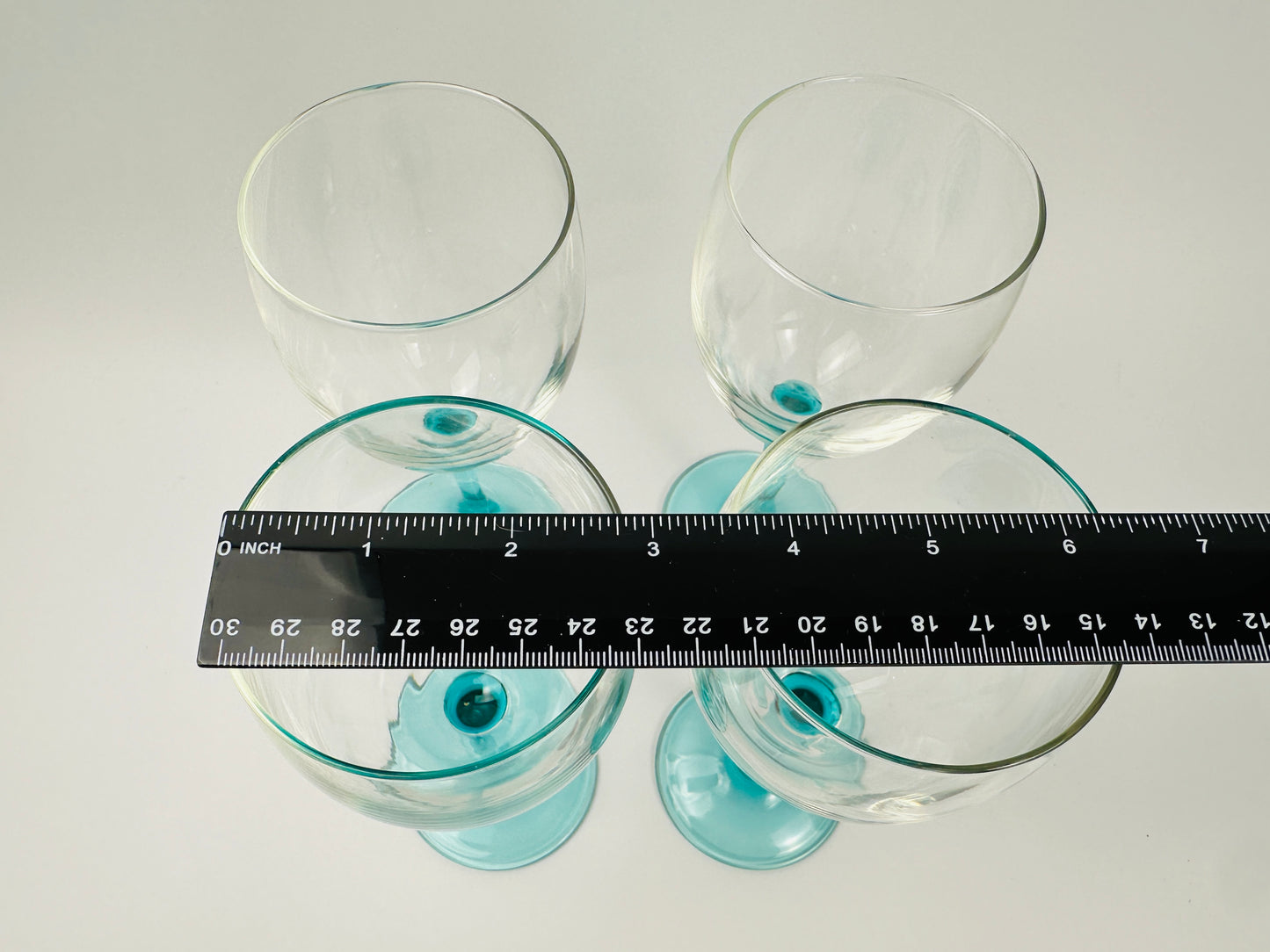 Teal Stem Wine Glasses Set of Four