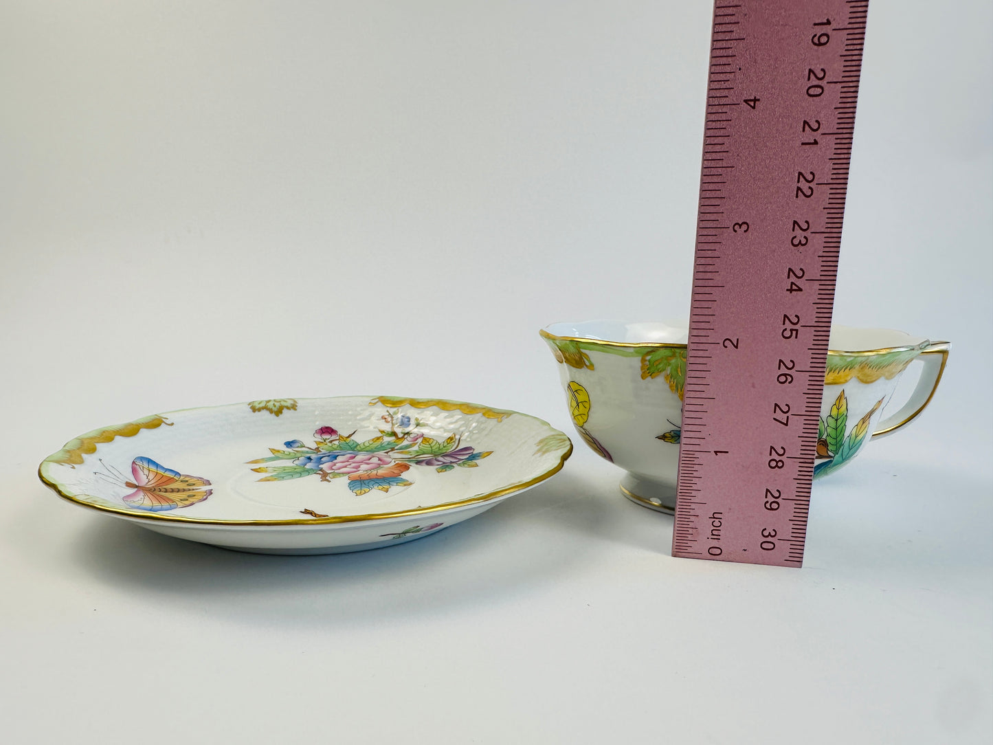 Herend Porcelain Handpainted Butterfly Cup & Saucer