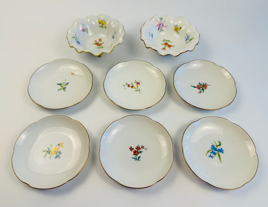 Floral Tidbit Appetizer Plates with Dip Bowls