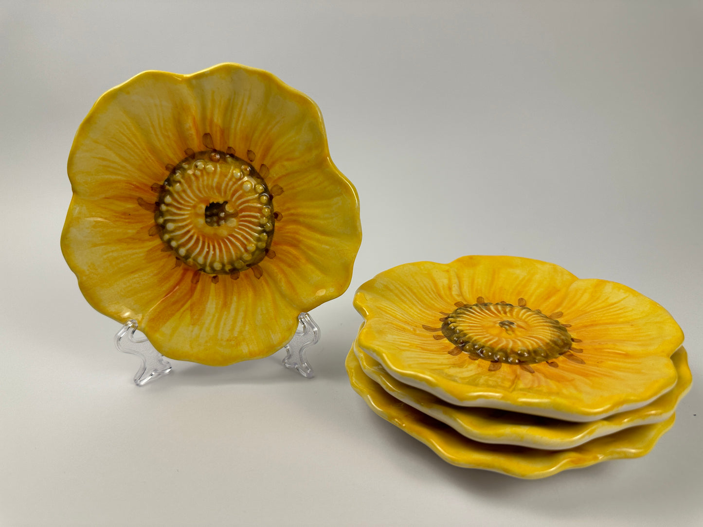 Yellow Poppy Appetizer Plates Set of Four