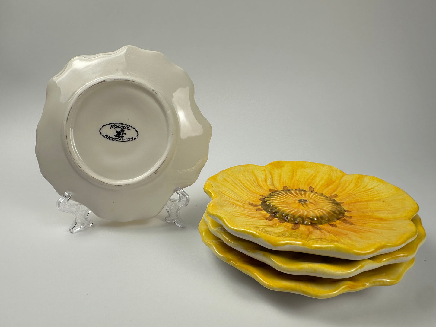 Yellow Poppy Appetizer Plates Set of Four