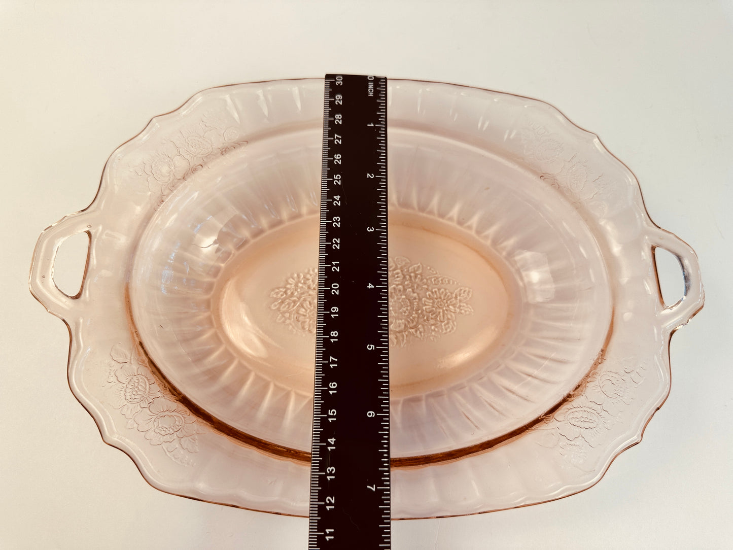 Vintage Pink Wide Rim Pressed Glass Serving Bowl