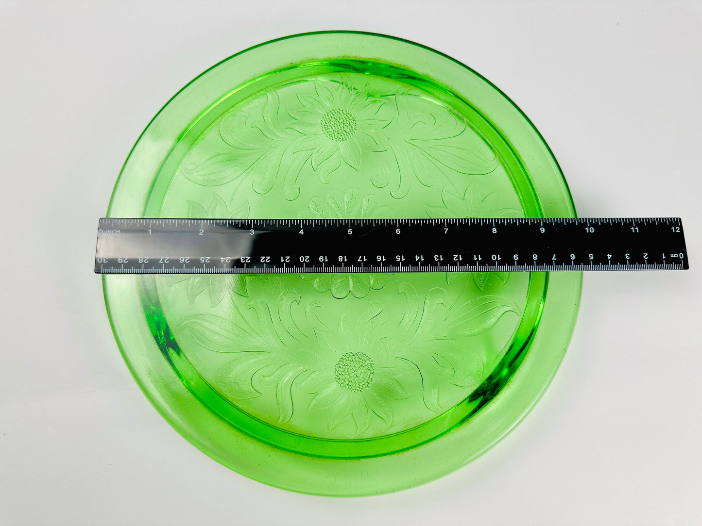 Vintage Green Glass Cake Plate