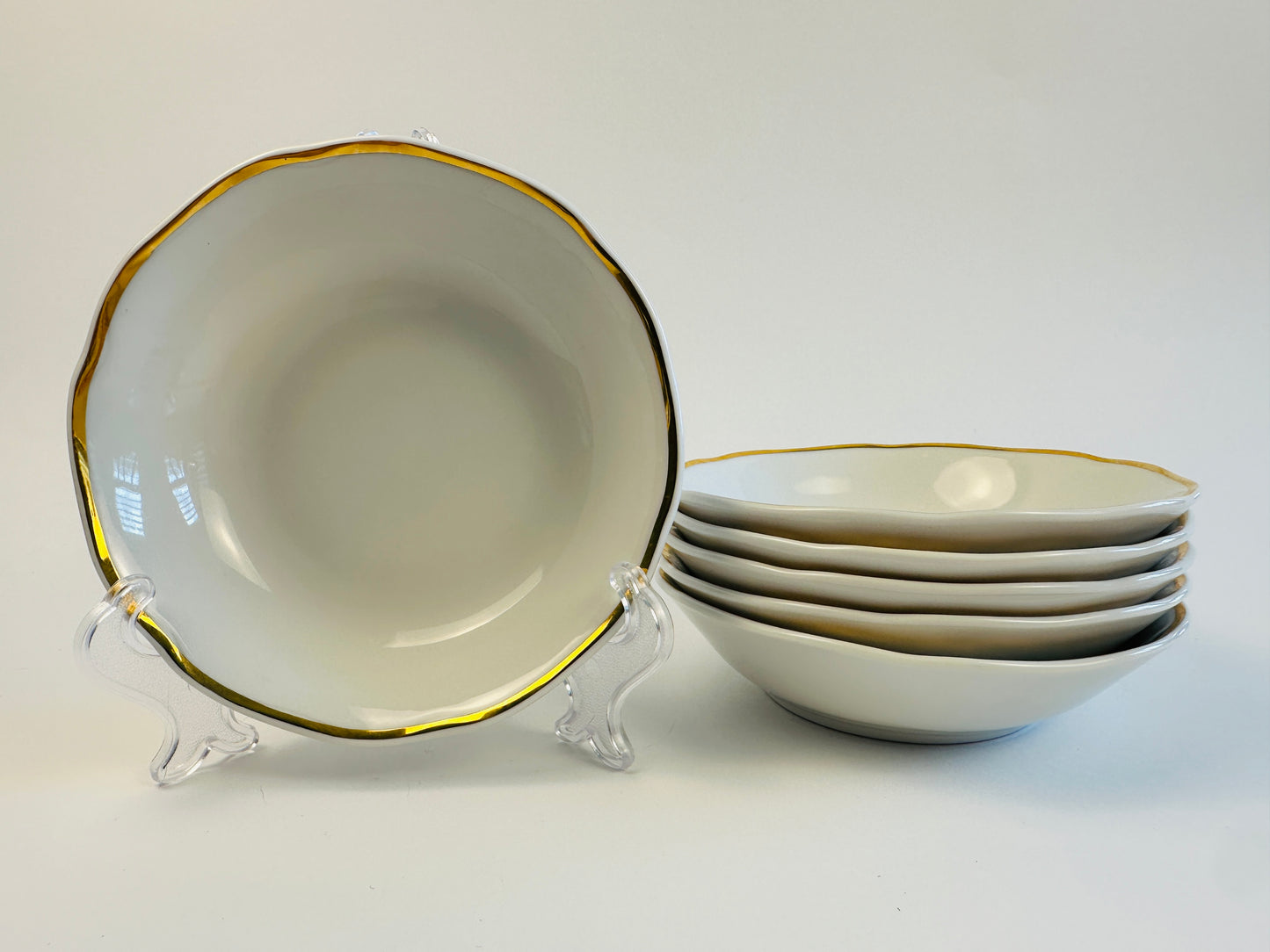 Gold Rim Cereal Bowls Set of Six