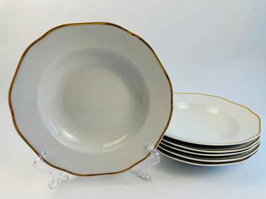 Gold Rim Salad or Soup Bowls Set of Six