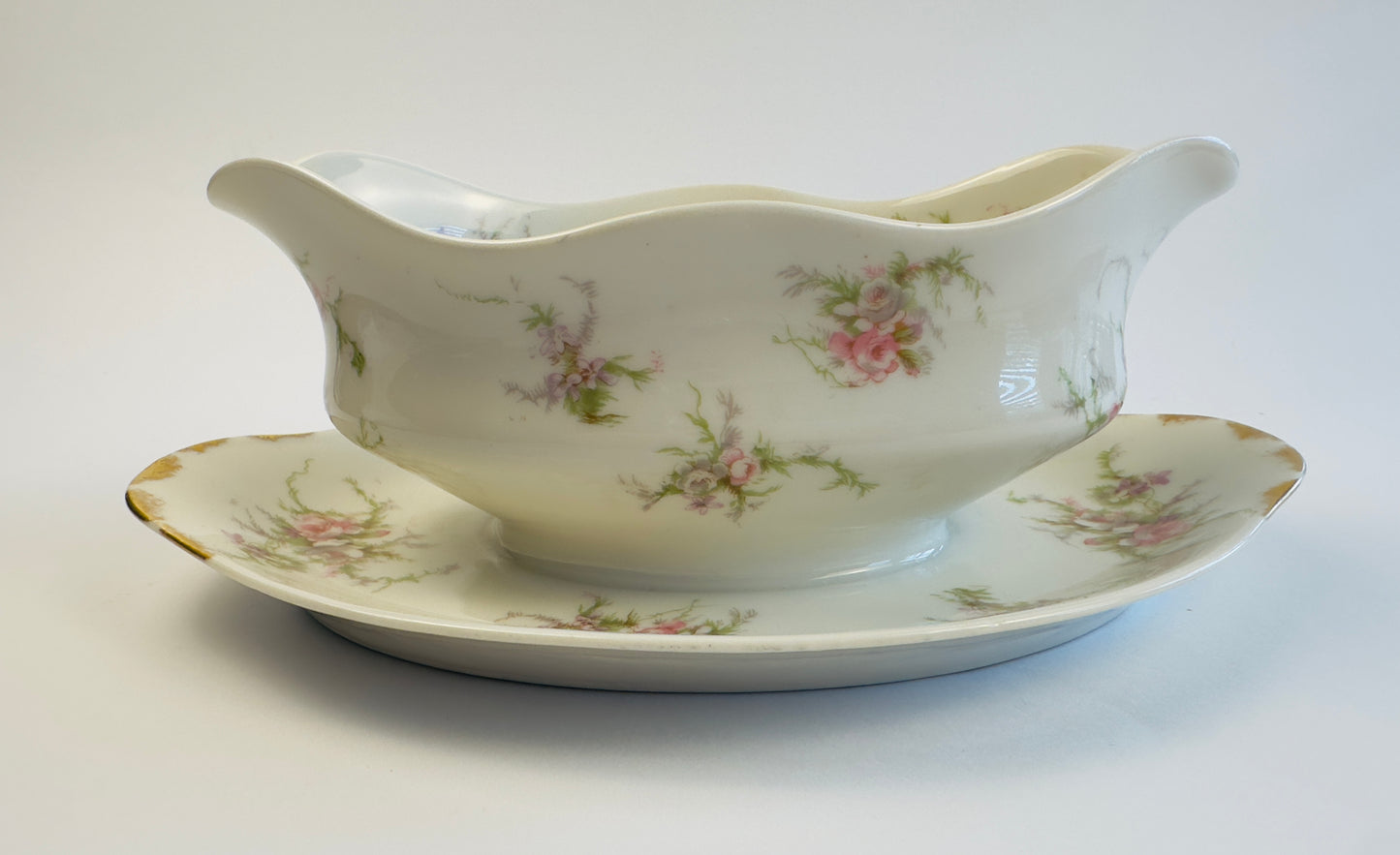 Haviland Pink Rose Gravy Boat