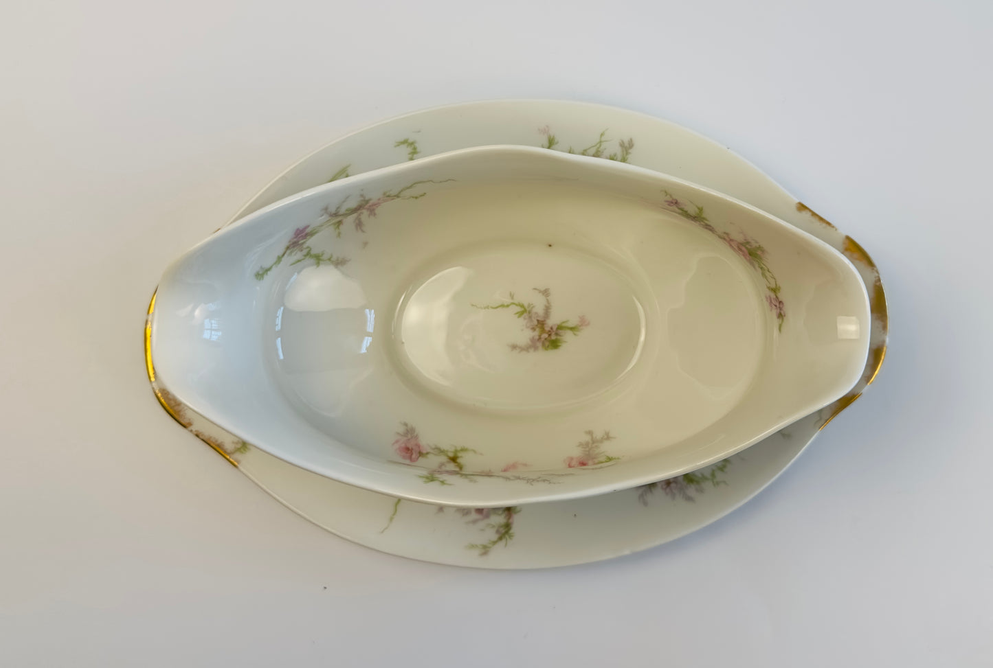 Haviland Pink Rose Gravy Boat