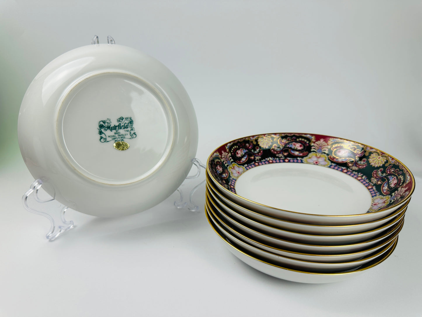 Muirfield Royal Paisley Salad or Soup Bowls Set of Eight