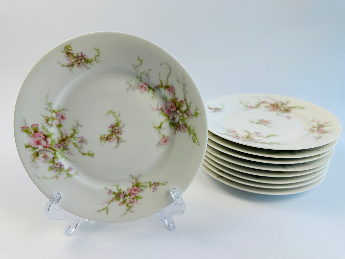 Haviland Pink Rose Bread Plates Set of Nine