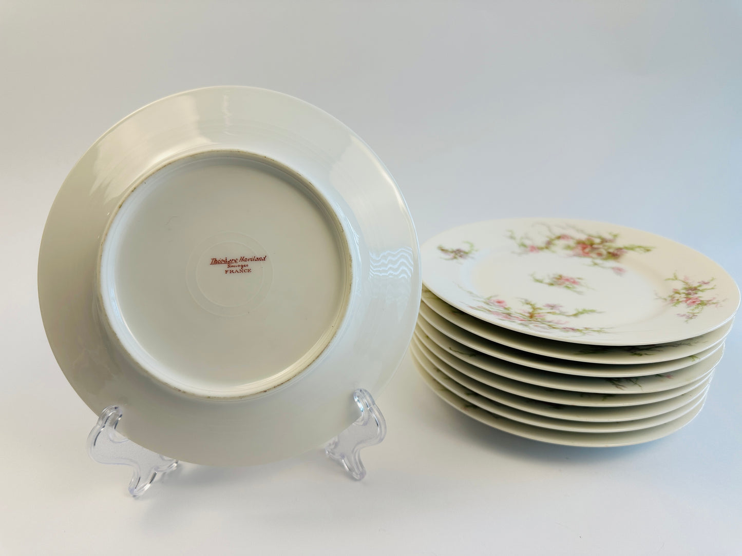 Haviland Pink Rose Bread Plates Set of Nine