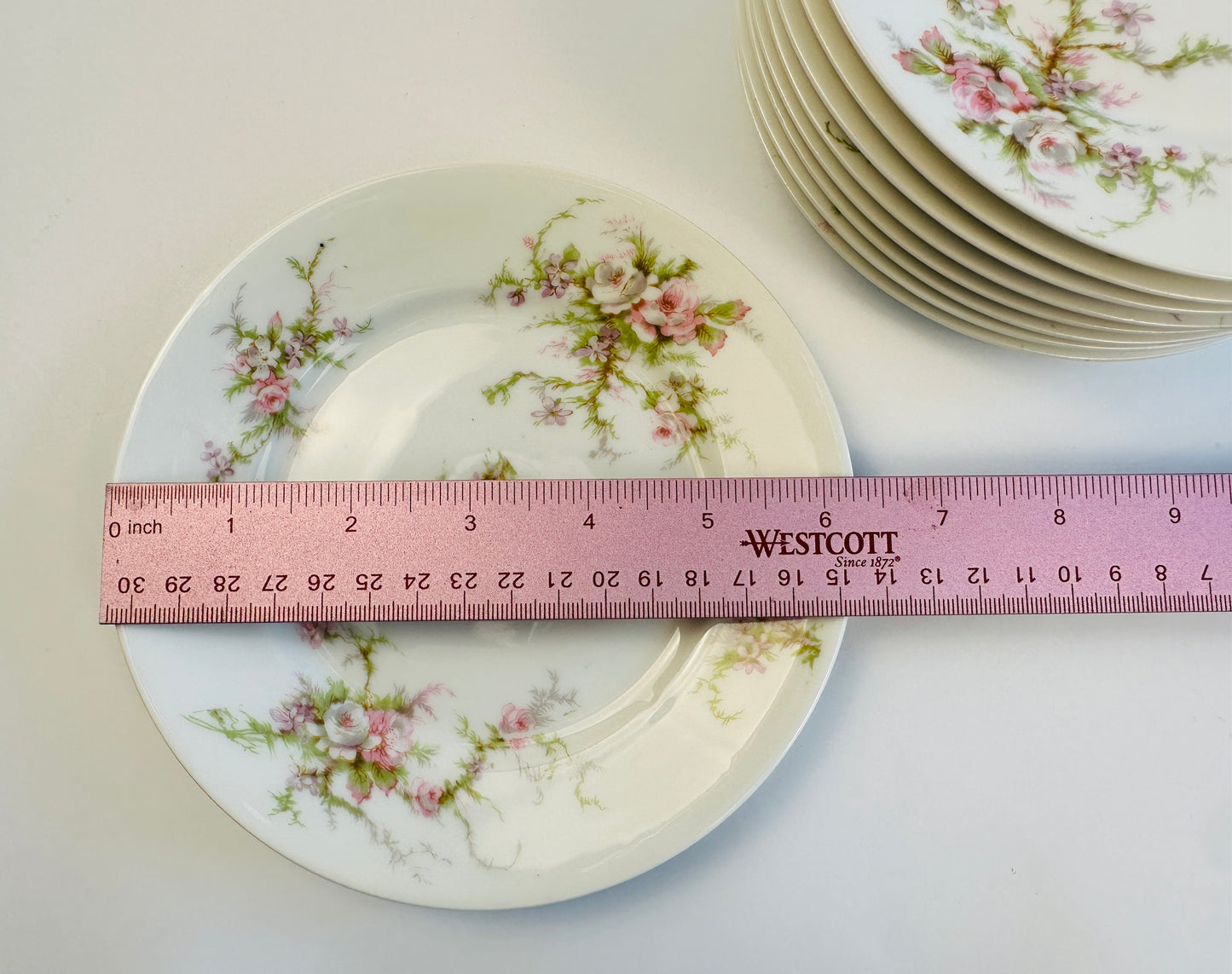 Haviland Pink Rose Bread Plates Set of Nine