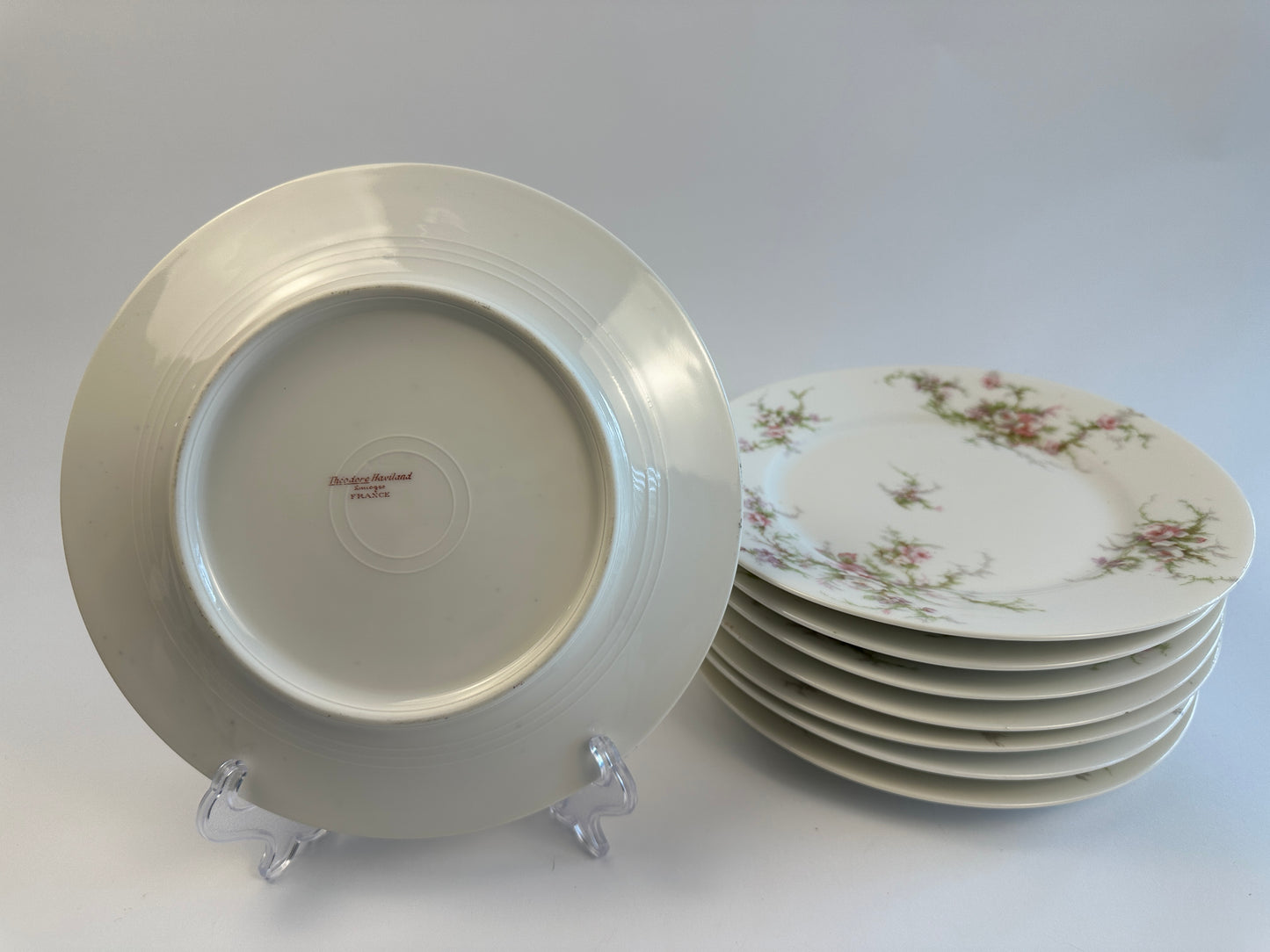 Haviland Pink Rose Salad Plates Set of Eight