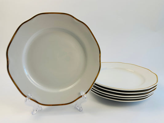 Scalloped Gold Rim Salad Plates Set of Six