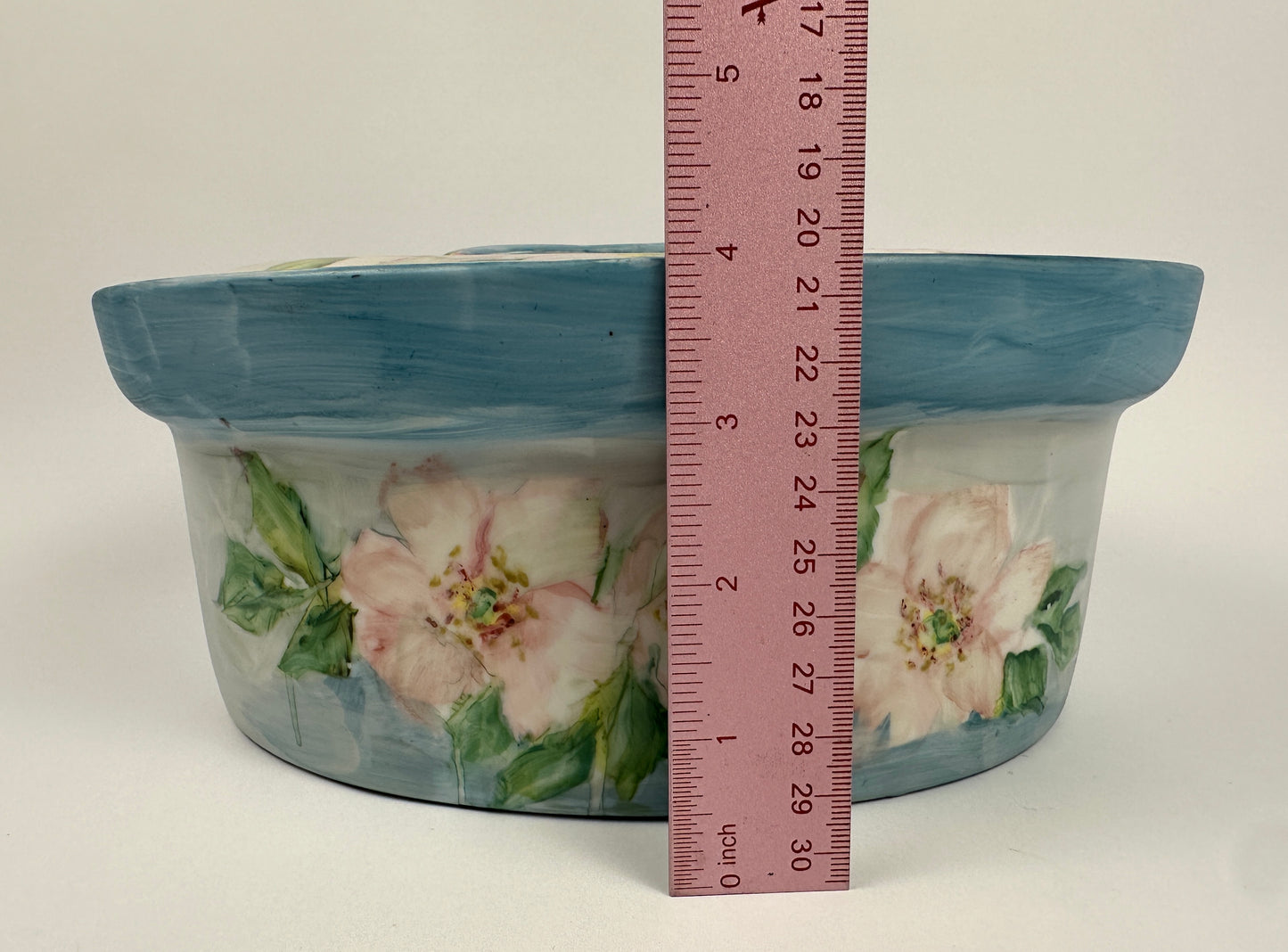 Handpainted Blue Floral Casserole Dish