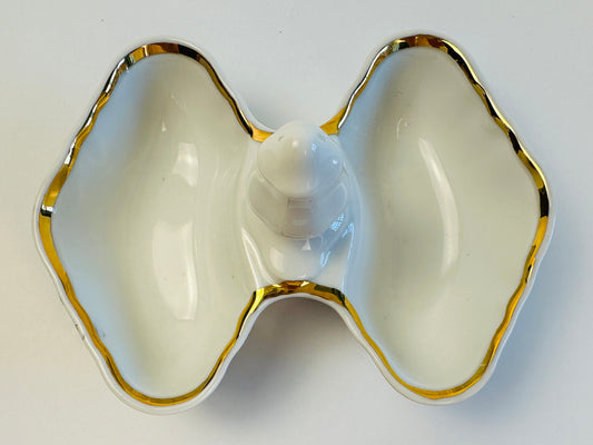 White with Gold Rim Small Dish