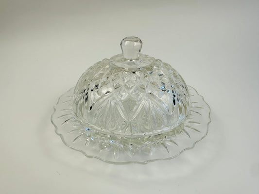 Clear Pressed Glass Butter Keeper