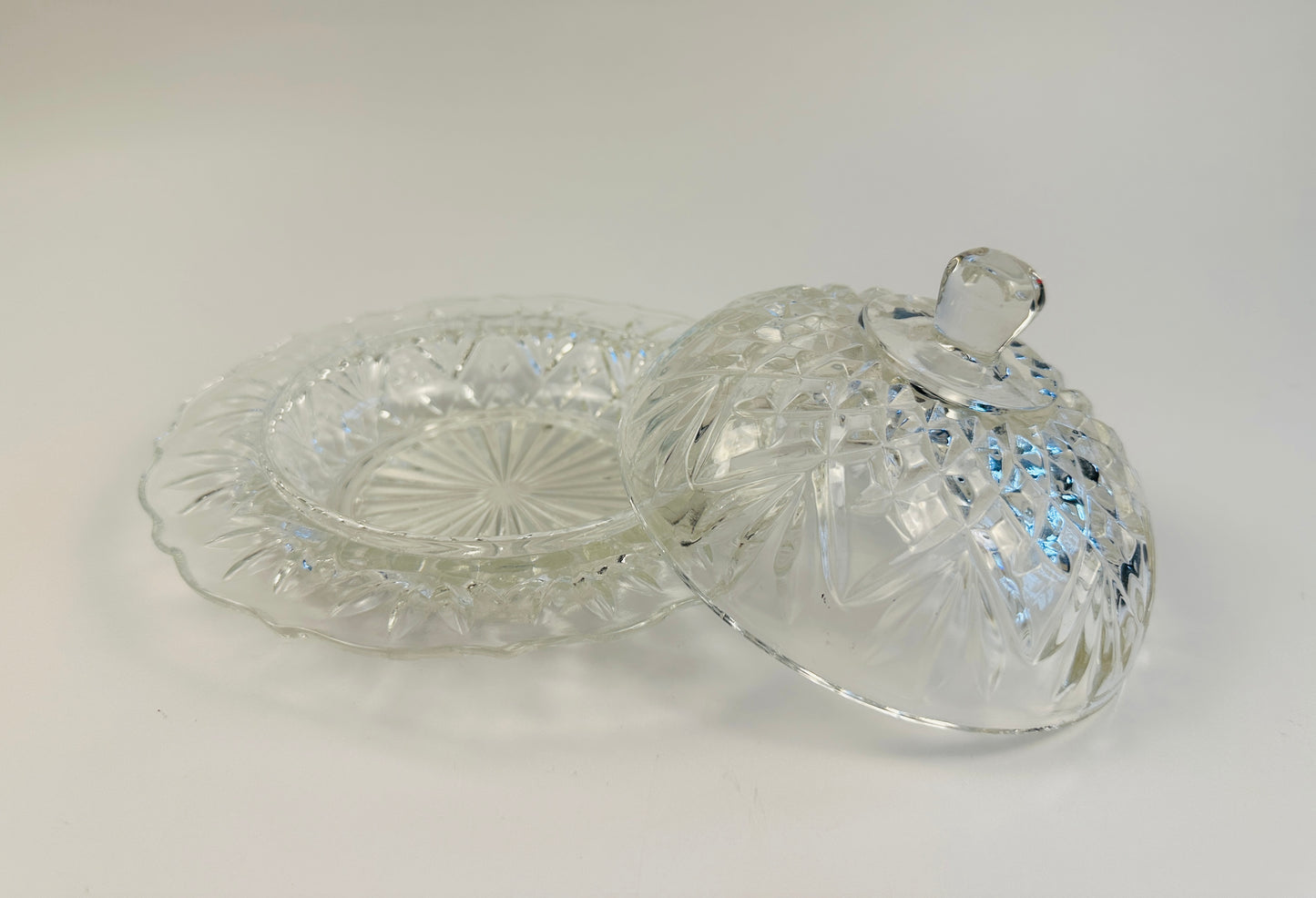 Clear Pressed Glass Butter Keeper