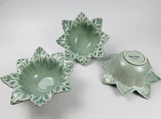 Light Green Floral Dip Bowls Set of Three