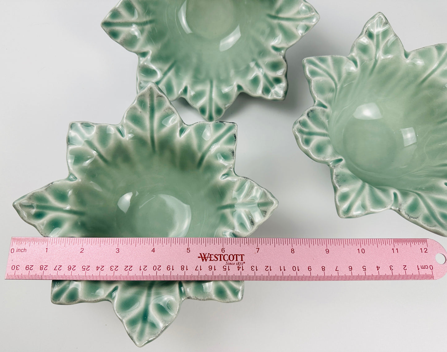 Light Green Floral Dip Bowls Set of Three