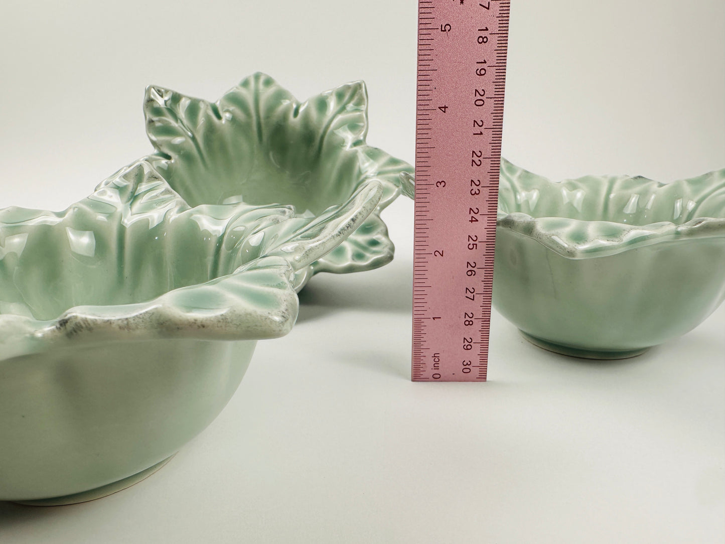 Light Green Floral Dip Bowls Set of Three