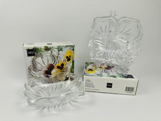 Mikasa Clear Flowered Candy & Nut Dish Set of Two