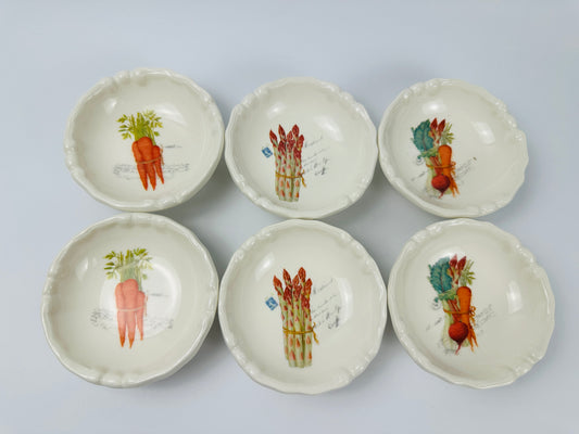 Vegetable Design Small Dip Bowl Set of Six