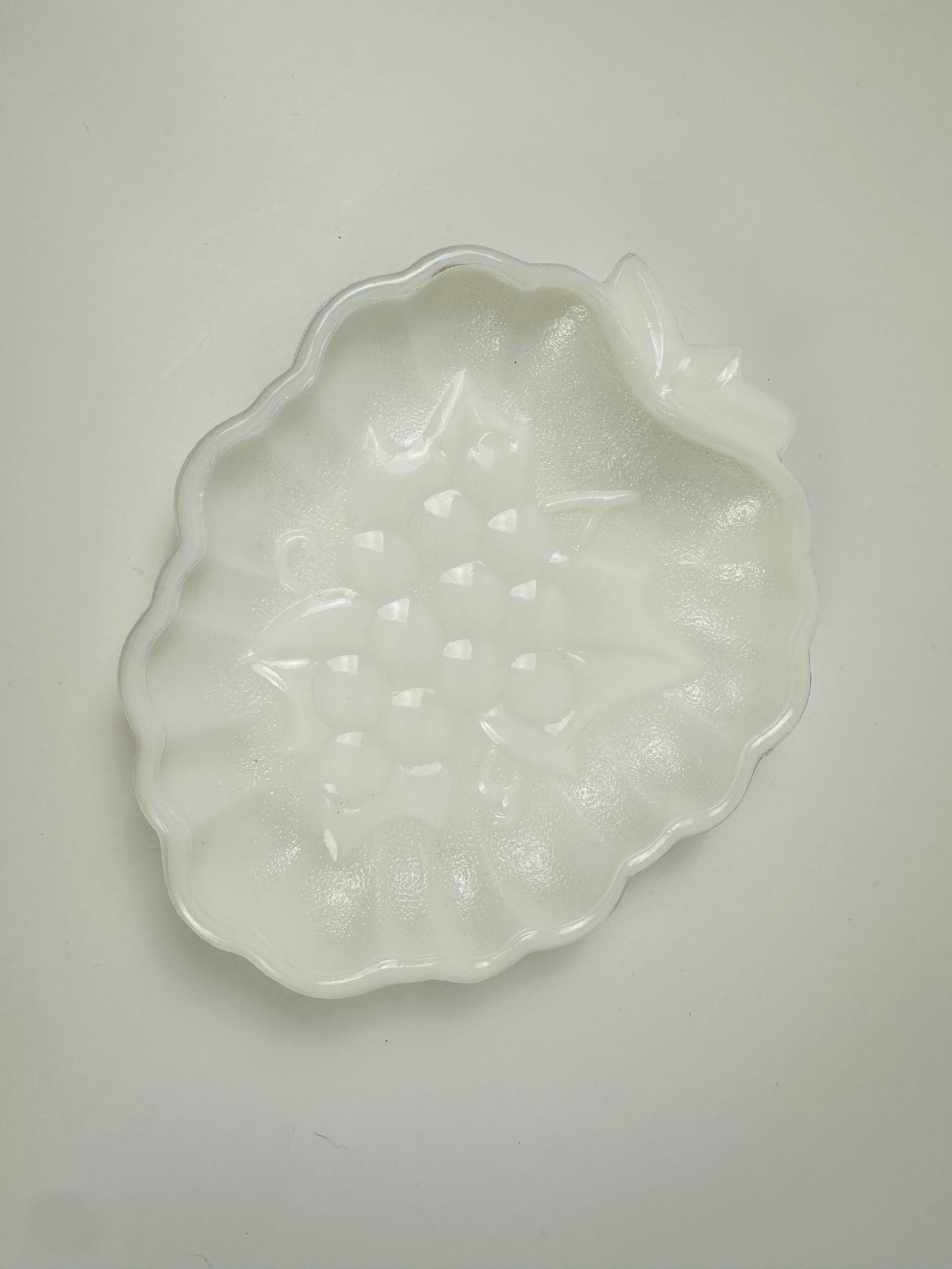 White Milk Glass Grape Cluster Small Bowl