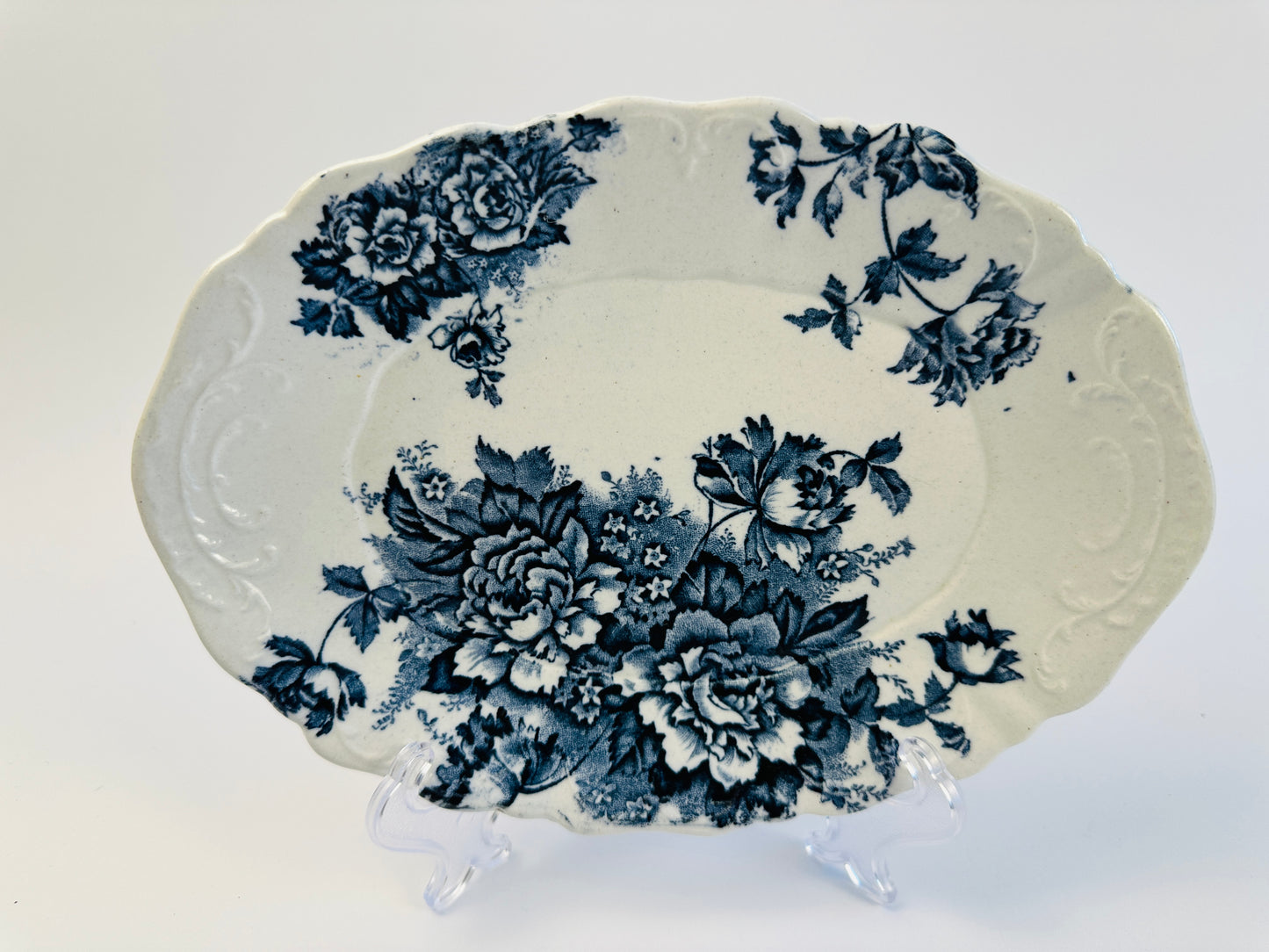 Blue & White Oblong Floral Platter