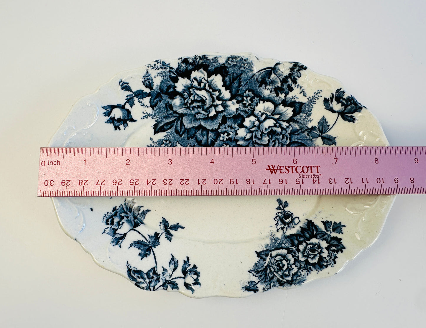 Blue & White Oblong Floral Platter