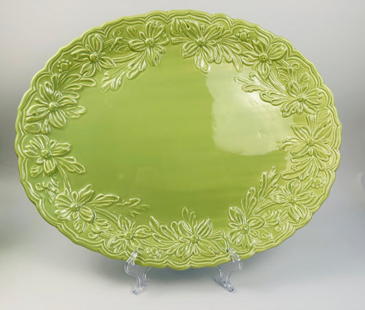 Green Embossed Floral Edge Platter (Imperfections)