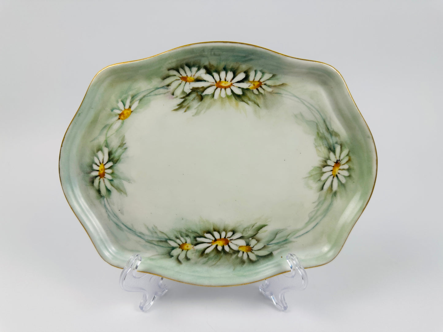 Muted Green Daisy Signed Platter