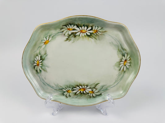 Muted Green Daisy Signed Platter