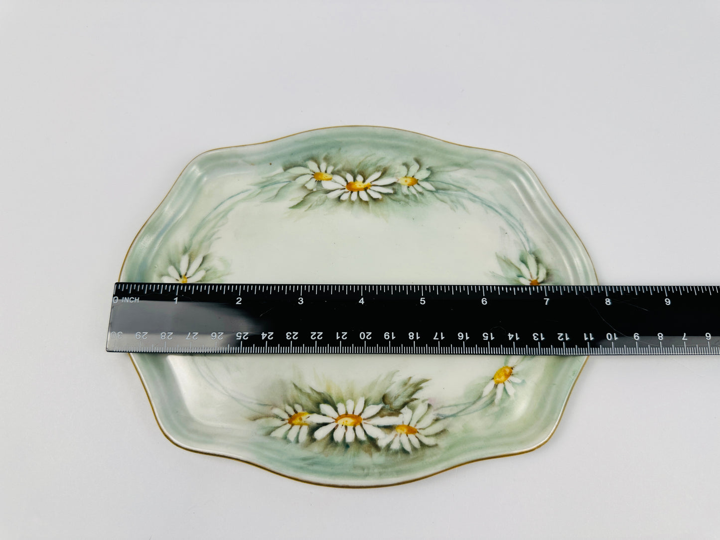 Muted Green Daisy Signed Platter