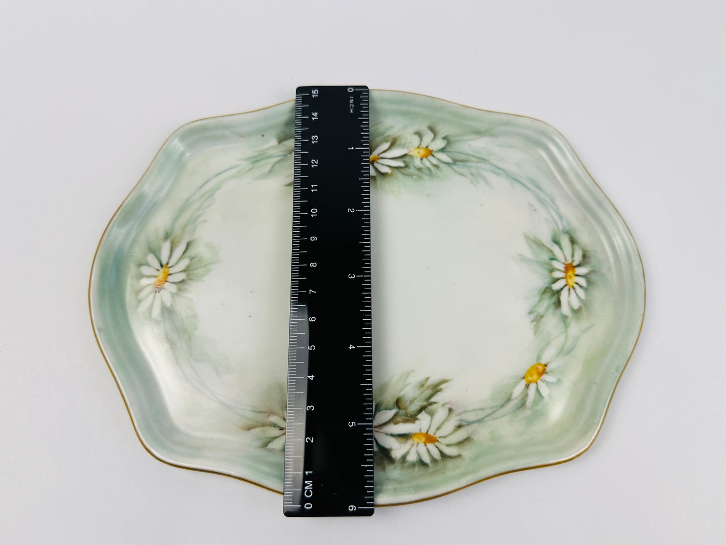 Muted Green Daisy Signed Platter